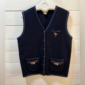 ❣️FOUS DE VOUS Navy Embroidered Vest – Size L